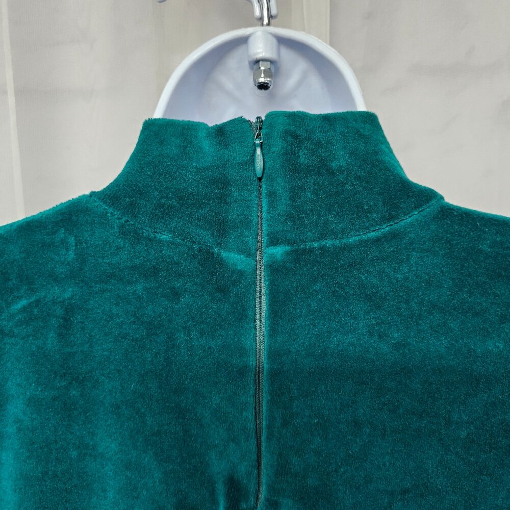 Vintage Erika Dress Maxi Velvet Green Mock Neck Goth Grunge Retro Minimalist M - Picture 6 of 11